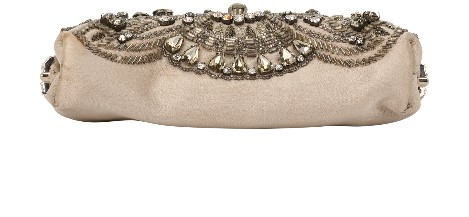 Embellished Mini Evening Bag, &pound;290, Handbags, Beige, Crystal/Satin, Top view
